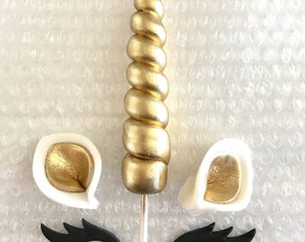 Unicorn cake topper set (horn, ears, eyes)