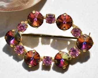 Rhinestone and AB Oval Brooch