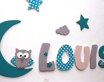 decorative name letters in wood - letters size 14 cm