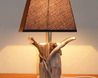 Driftwood and pallet lamp natural grey brown beige black 33 cm