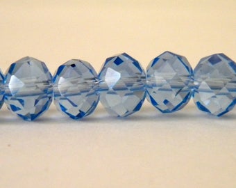 10 Austrian 10 mm AB6 light blue faceted crystal glass beads