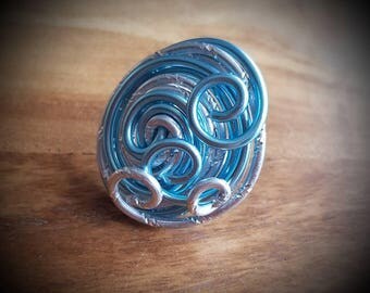 Silver ring and ice blue