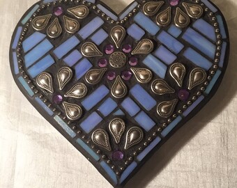 Blue & Purple Iridescent Mosaic Heart