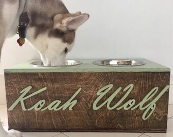 Personalized Dog Food Stand, Dog Bowl Stand, Custom Food Storage, Dog Dish Holder, Medium