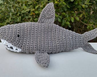 Shark Pencil Case, crochet shark pencil case, zipper bag, makeup brush holder, pencil holder, shark week, shark gift, back to school, pencil