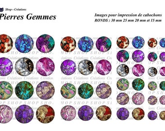 Stones gems 48 cabochons printable images
