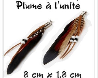 Black Brown l ' single white feather pendant