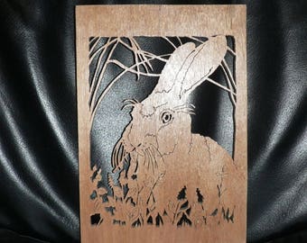 Portrait of a rabbit wooden cutout