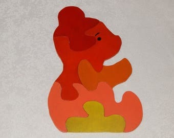 Wooden puzzle shaped bear 5 pieces for child