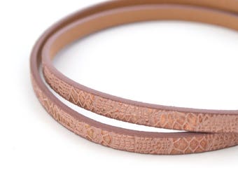 20cm flat old rose gold cord faux leather reptile skin effect 5mm