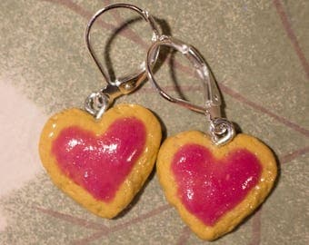 Cake earrings polymer clay strawberries hearts