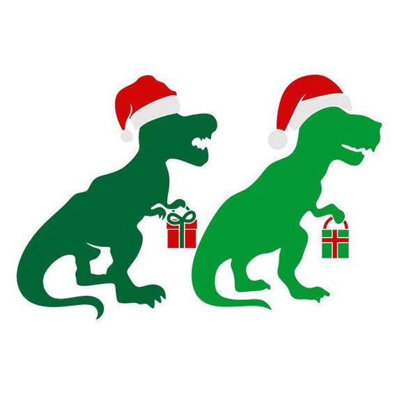 Download T-rex Dinosaur Santa Hat Christmas Cuttable Design SVG PNG DXF