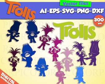 Trolls svg Trolls clipart Trolls party Trolls cut files Trolls svg files for cricut svg dxf eps ai cuttable design png 300dpi