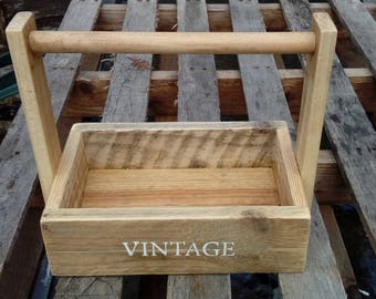 Trug/Caddy with Handle - Hand Made Rustic pallet wood