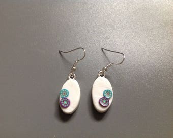 Earrings with Fimo cane inlay