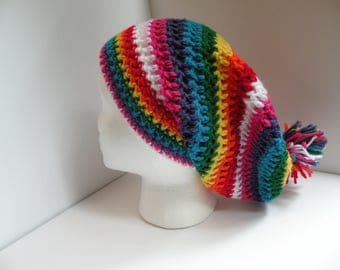 Adult Extra Slouchy Rainbow Beanie *Handmade*