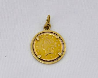 10K Solid Yellow Gold One Hundred Dollar Pendant 100 Bill