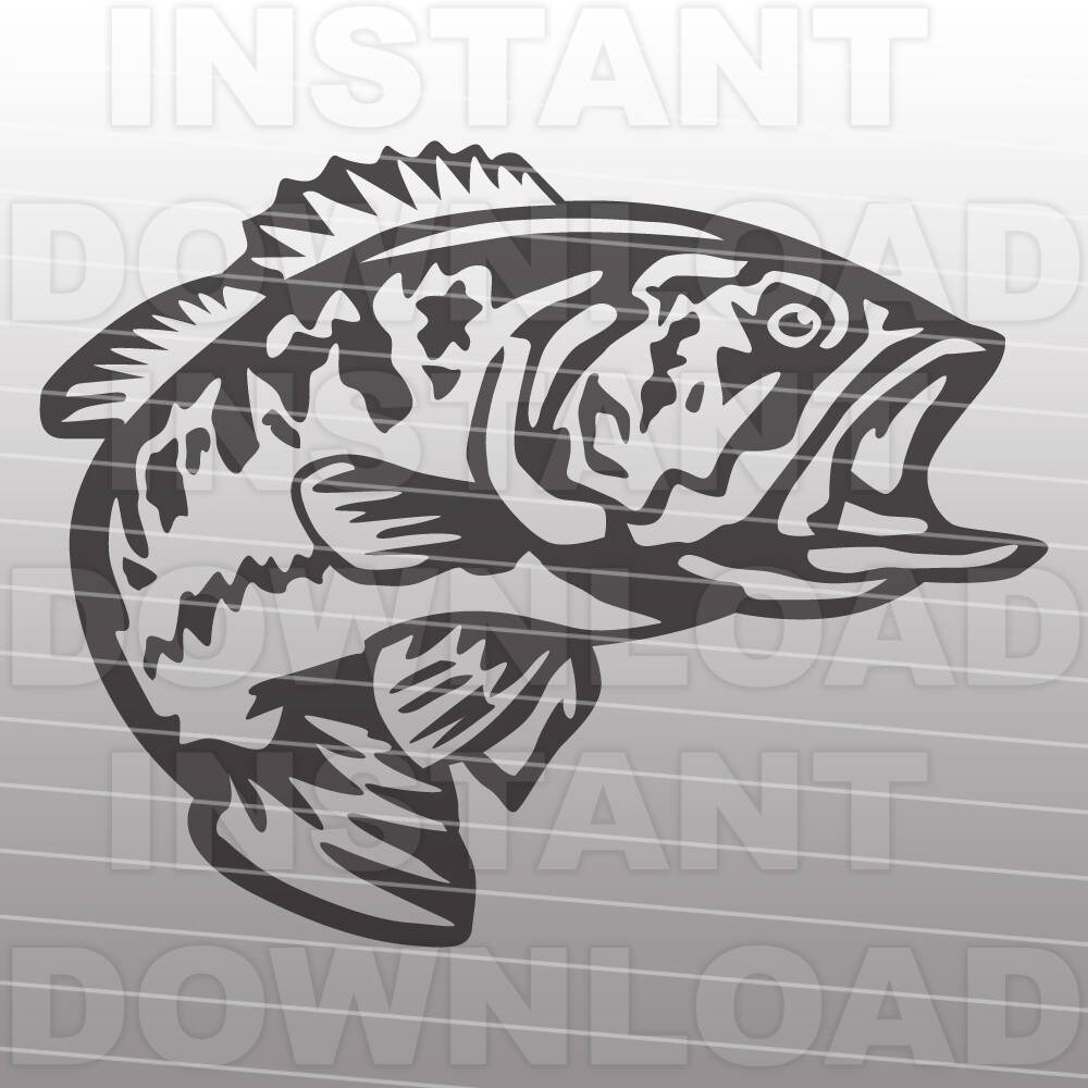 Download Fishing SVG File,Bass SVG,Largemouth Bass SVG File,Cutting Template Vector Clip Art for ...