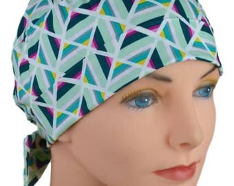 Scrub Caps for Women - Small - The Mini - Fabric Ties - Geometric