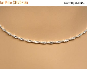 SALE Sterling Silver Necklace Chain Singapore Twist 16, 18, 20, 24 or 30 Inches 2.4mm Style 221