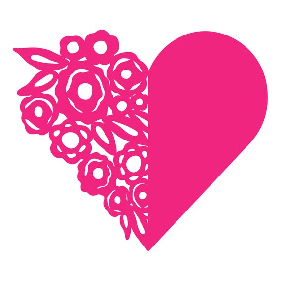 Flower Heart Cut File .svg .dxf .png