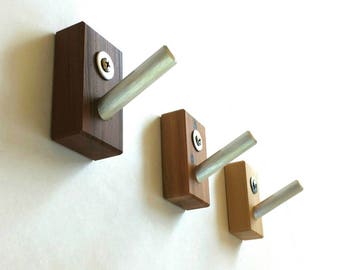 Wall Hooks, Modern Wall Hooks, Wood, Metal, Rustic, Modern Home, Bath, Home Organization, Housewarming, Recycled Wood