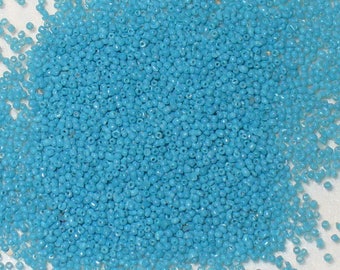 Sky Blue Size 22/0 Glass Seed Beads - Antique Micro Beads - Rare Color/Size