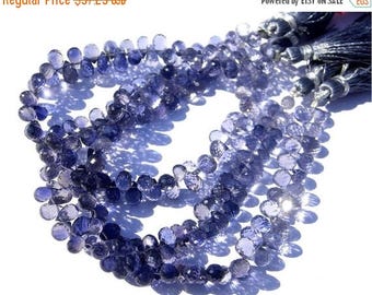 50% Off Sale Full 8 Inches - Finest Quality Genuine Iolite Faceted Tear drop Briolettes W/75 Pcs Size 6 - 7mm Approx Natural Stone Wholesale