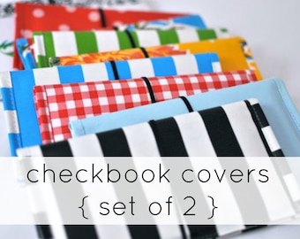 checkbook covers (2) RETIRED PRINTS // Two Oilcloth Checkbook Covers - many colors