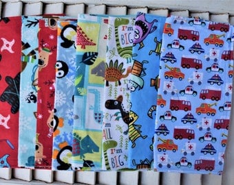 Set of 8 Mixed Print 10" Flannel Cloth Napkins, Wipes