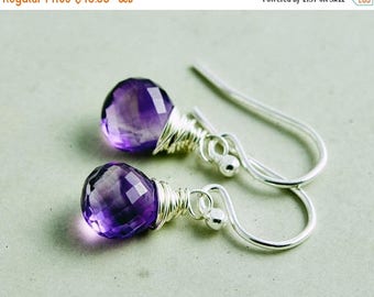 Amethyst Drop Earrings, Dangle Earrings, February Birthstone Earrings, Sterling Silver Drop Earrings