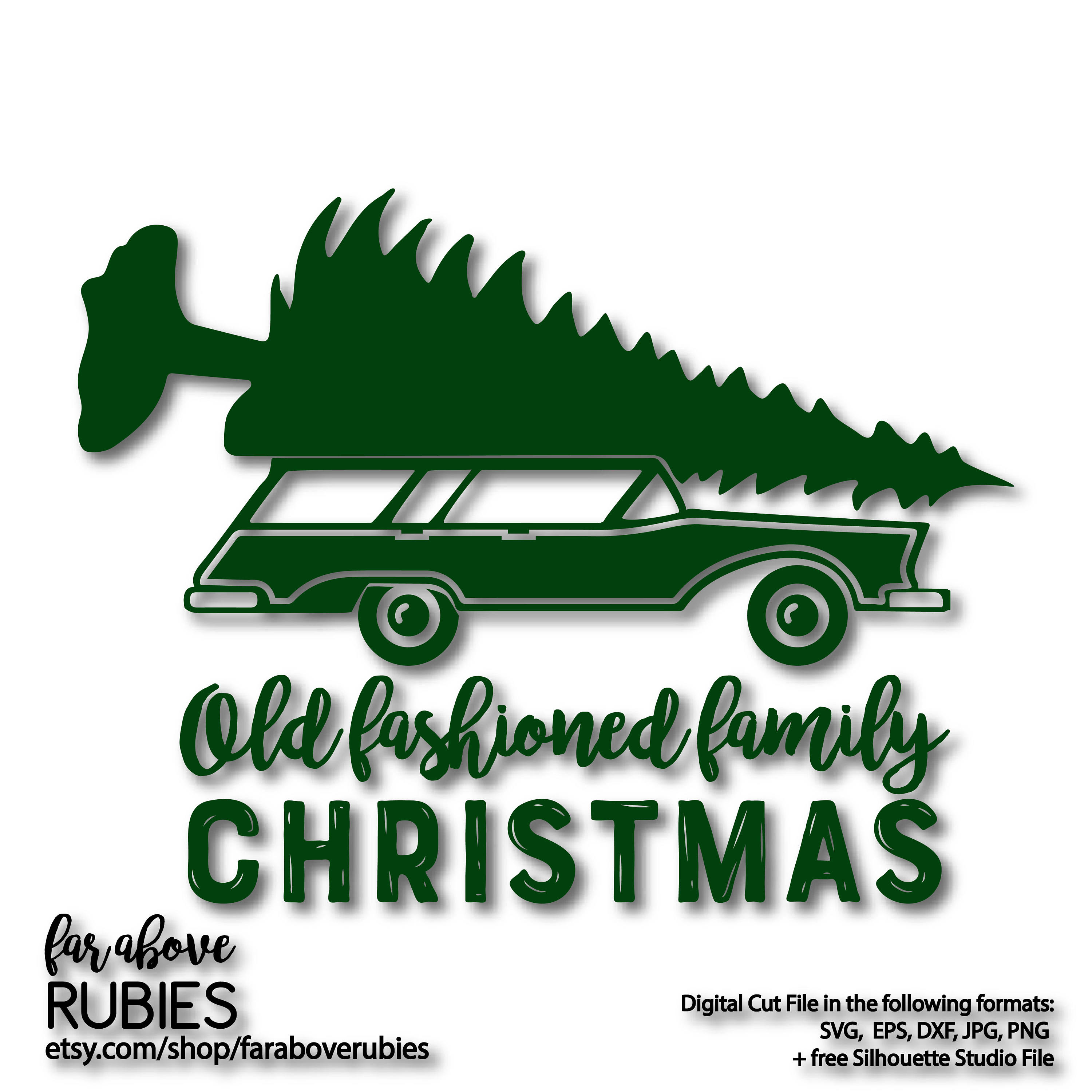 Download Old Fashioned Family Christmas Station Wagon Tree SVG, EPS ...