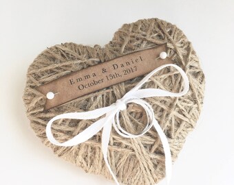 Wedding Ring Pillow/Holder - reuse as Christmas ornament - personalized with white lace or white cotton ribbon-wedding ceremony-ring bearer