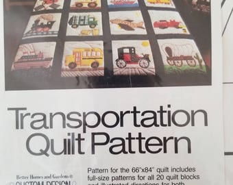 Transportation Quilt Applique Pattern Better Homes and Gardens Cars Trucks Trains Boat Wagon