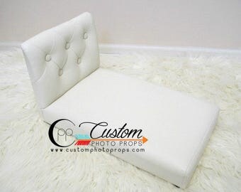 Doll Bed, Newborn Bed Photo Prop, Doll Toy Bed Newborn Photography Prop, Baby Props, Girls Toys, Doll Furniture, IVORY Tufted Upholstered