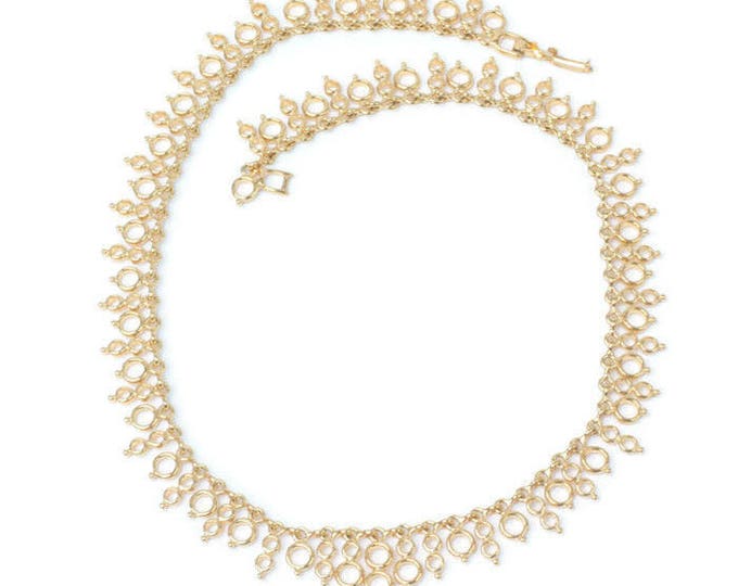 Gold Tone Circle Dangles Choker Necklace Vintage