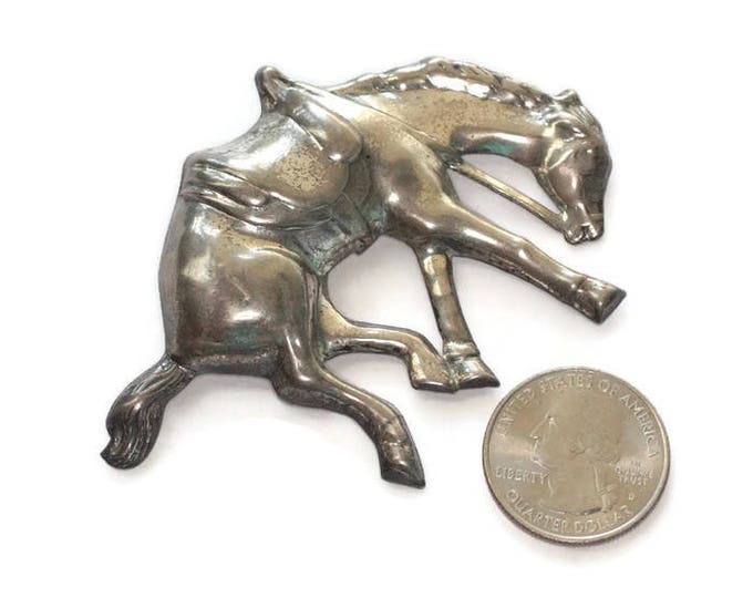 Sterling Western Horse Brooch Bucking Bronco Vintage Figural