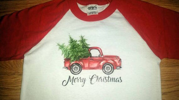 Christmas truck/ christmas shirt/ christmas raglan/ christmas