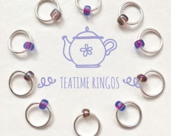 Snag Free ring stitch markers, ringos,knitting - AFTERNOON TEA