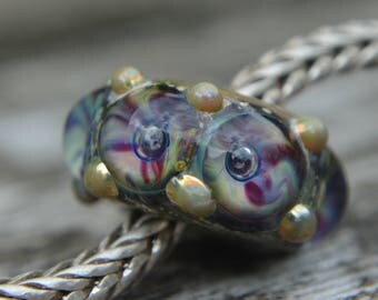 Unique Handmade Lampwork Glass European Charm Bead - SRA - Fits all charm bracelets - Silver Core Options