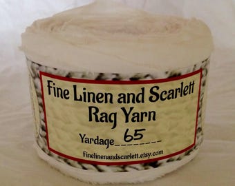 Rag yarn, Rug making, Fiber Arts supplies, White cotton