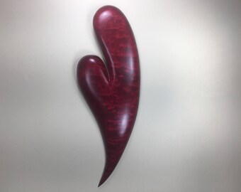 Red heart carved wooden heart wood carving Anniversary present