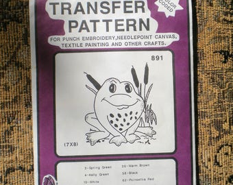 Pretty Punch 1987 Hot Iron Transfer Pattern Frog Embroidery Needlepoint Canvas