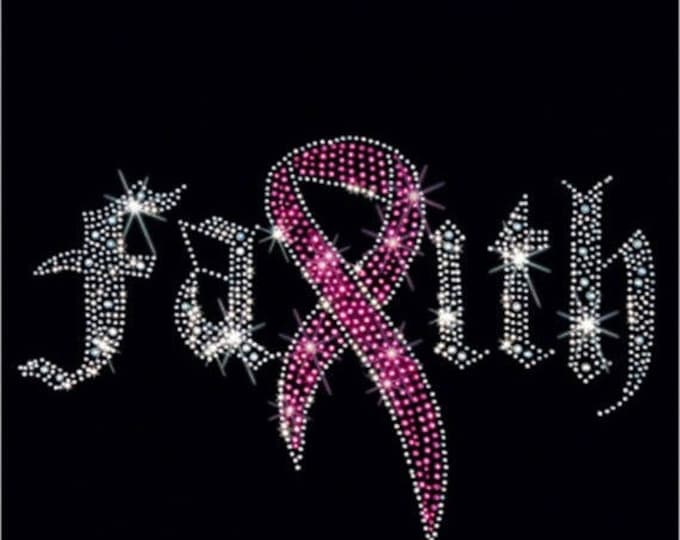 Breast Cancer Awareness Rhinestone T-Shirt Sizes XS-4XL - Faith