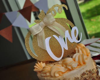 Our Little Pumpkin is Turning One Smash Cake Topper. Pumpkin Birthday Party Decorations. Handmade in 2-3 Business Days. One Cake Topper.