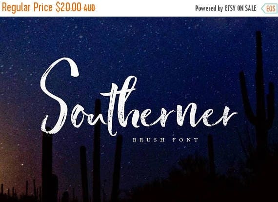 Digital Fonts 80% Off SALE Southerner Brush Script Font, Digital Font, Wedding Font, modern Calligraphy, Hand Writing, Logo