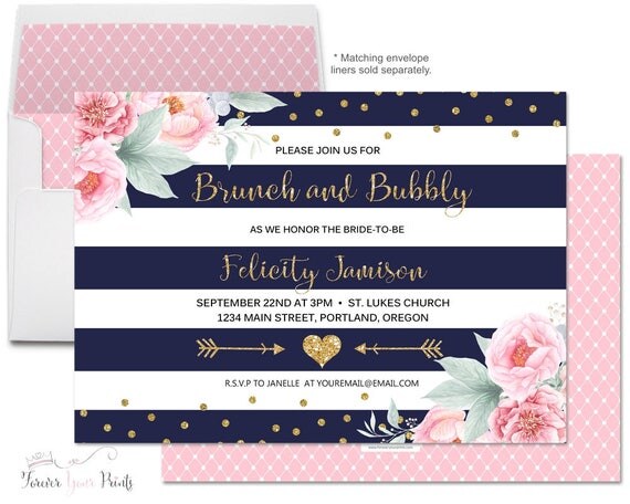 Brunch and Bubbly Invitation - Bridal Shower Invitation - Bridal Luncheon - Bridal Brunch - Champagne Brunch - Floral Brunch - Bridal Tea Il_570xn