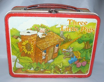 Three Little Pigs 1982 By Ohio Art.Metal Lunchbox