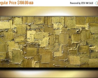 SALE 48 x 24 Original Abstract Heavy Texture Impasto Carved Oil Olive Brown Green Gold Metallics Painting by Je Hlobik