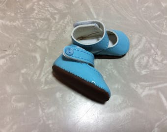 Blue Mary Janes, doll shoes, 14 inch doll clothes, fit Wellie Wisher